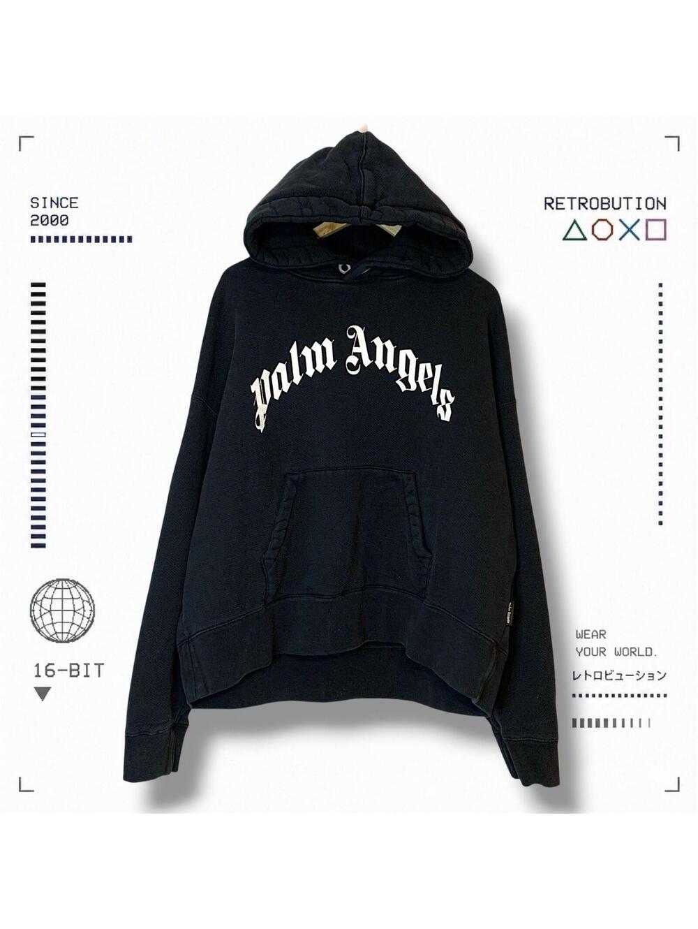 Palm Angels Spell Out Logo Oversized Hoodie Black Size M
